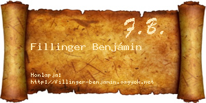 Fillinger Benjámin névjegykártya